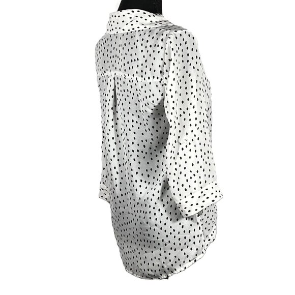 IZ BYER Women's White/Black, Polka Dot, Button Up, Twisted Mid Drift - XS - Picture 4 of 11